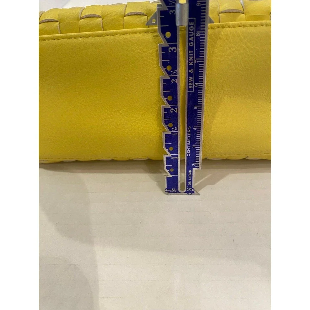 Merona Makeup Bag‎ Unique Bright Yellow Woven Design Cosmetic Purse Zipper Top